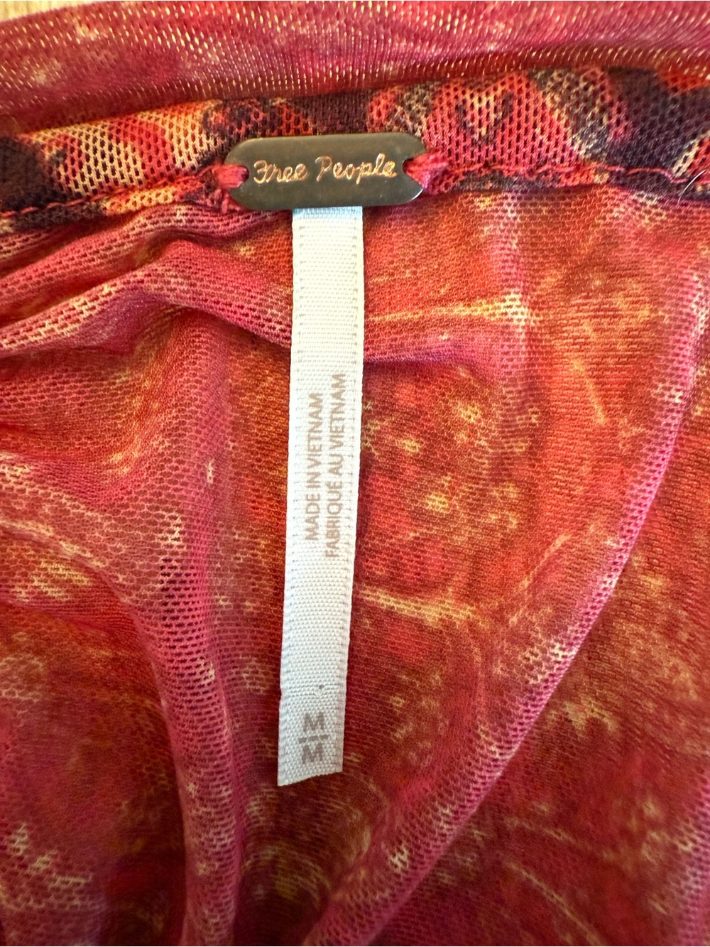 Free People Red Paisley Lace-Up Long Sleeve Crop Top M - Picture 9 of 9